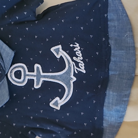 Tahari Romper Shorts, Blue and Khaki, 3/6months - Picture 2 of 6